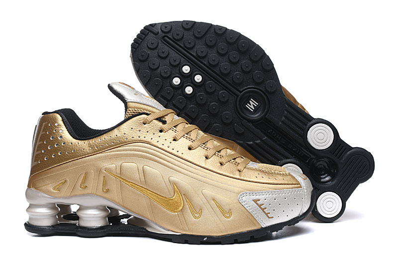 Men's Running Weapon Shox R4 Shoes Golden 001